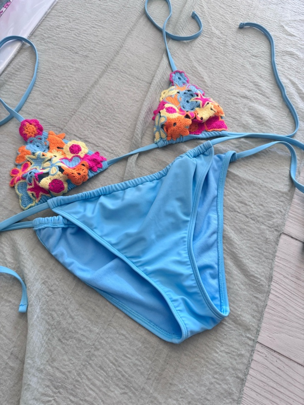 wild fable Light Blue Crochet Floral Triangle Bikini